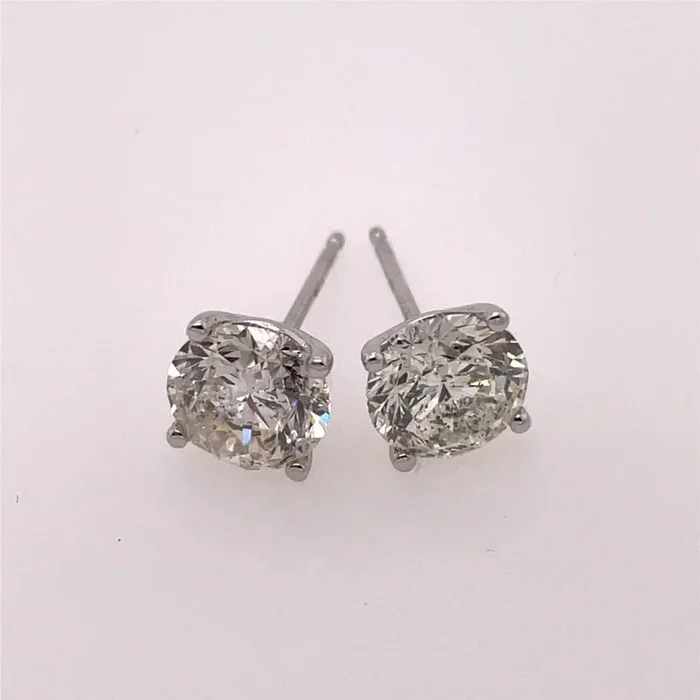 14kt White Gold 2.52 Carat Diamond Stud Earrings