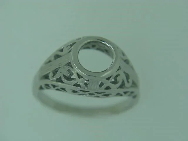 14Kt White Gold Filigree Mounting