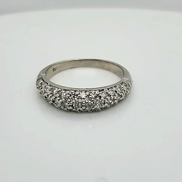 14kt White Gold Pave Set Diamond Wedding Band