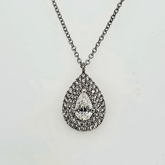 14kt White Gold Pear Shaped Diamond Pendant