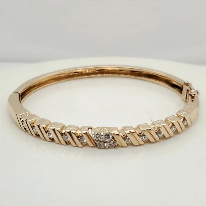 14Kt Yellow Gold and Diamond Bangle Bracelet
