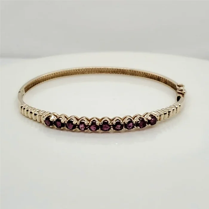 14kt Yellow Gold and Ruby Hinged Bangle Bracelet