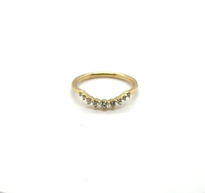 14kt Yellow Gold Curved 0.20Ctw Diamond Stackable Wedding Band