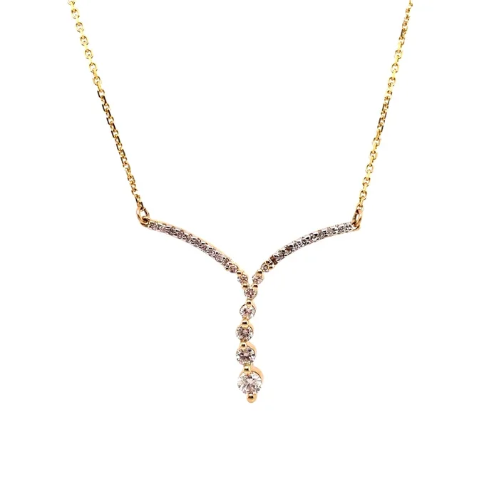 14kt Yellow Gold Diamond “”V”” Shape Necklace
