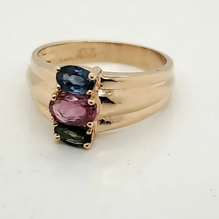 14kt Yellow Gold Multi Color Sapphire Ring