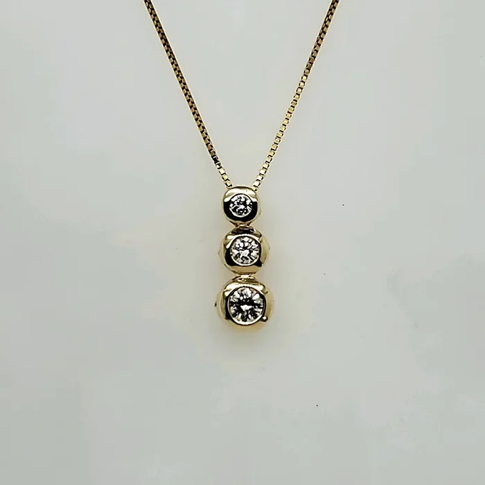 14kt Yellow Gold Three Diamond Pendant