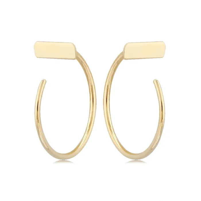14KY Simple Bar Hoop Earrings