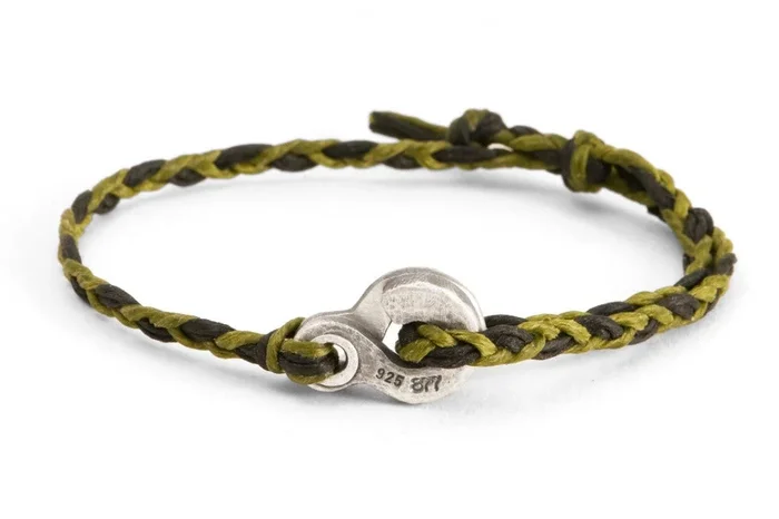 #153 – Men’s bracelet Canvas Double Hook green black