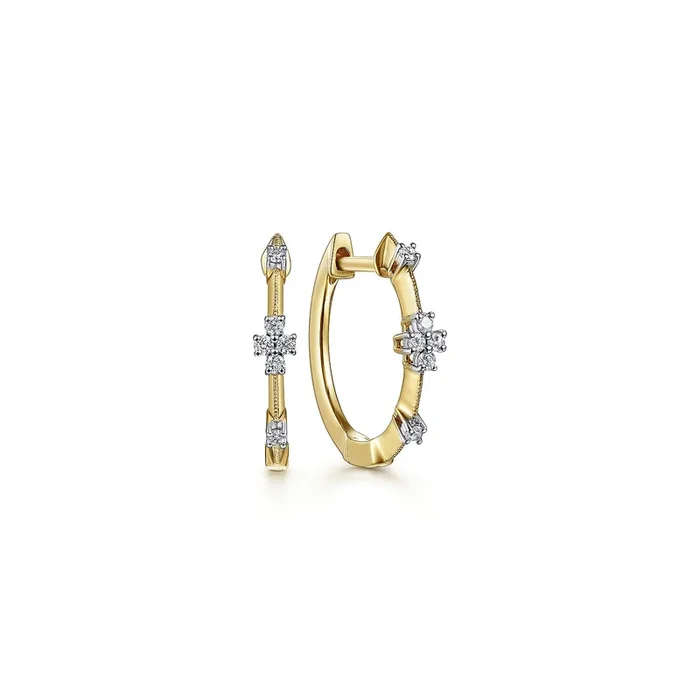 15MM Diamond Station Huggie Earrings