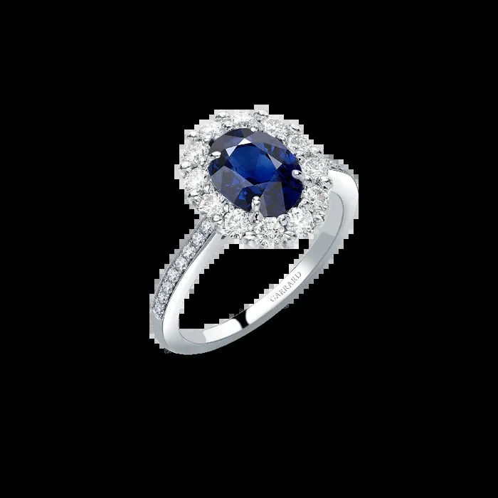 1735 Sapphire Ring | In Platinum with Diamonds