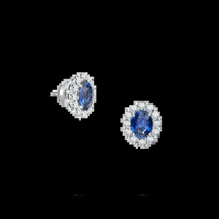 1735 Sapphire Stud Earrings | In Platinum with Diamonds