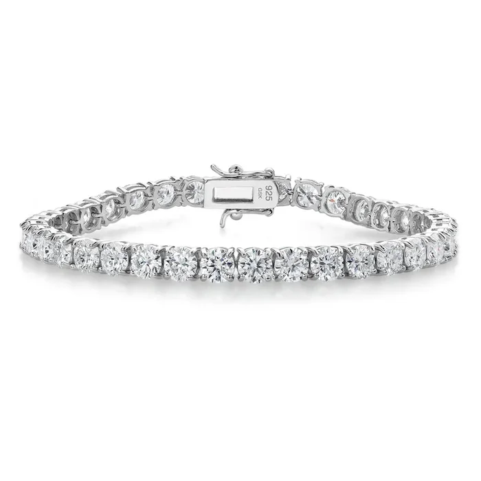 18.00 Cttw Round White Moissanite Tennis Bracelet For Women In 925 Sterling Silver | Round 5MM | 7.25 Inch