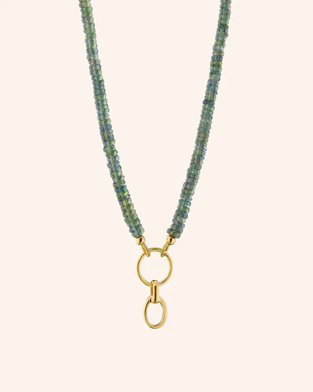 18″ “Design Your Own” Green Sapphire Charm Necklace, 1 Charm Station