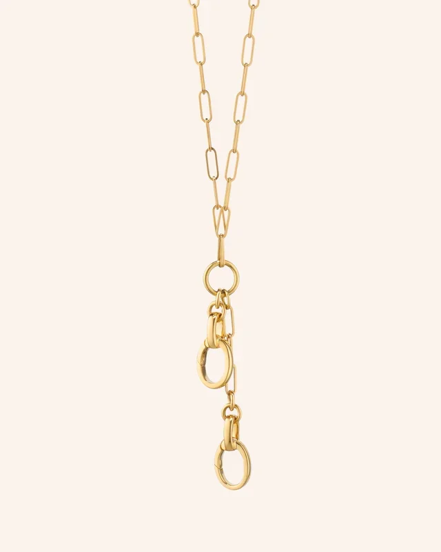 18″ “Design Your Own” Paperclip Link Charm Chain Necklace, 2 Charm Stations