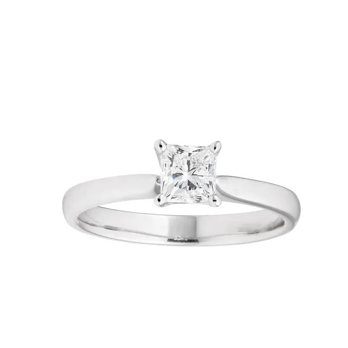 18ct White Gold ‘Leona’ Solitaire Ring With 0.7 Carat Certified Diamond