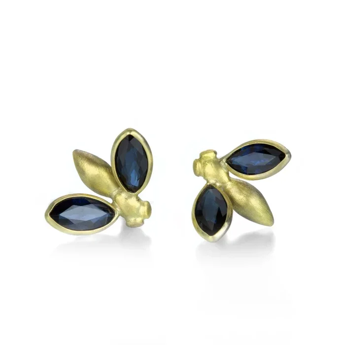 18k Blue Sapphire Gem Bug Earrings