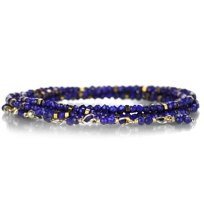 18k Confetti Lapis Lazuli Wrap Bracelet
