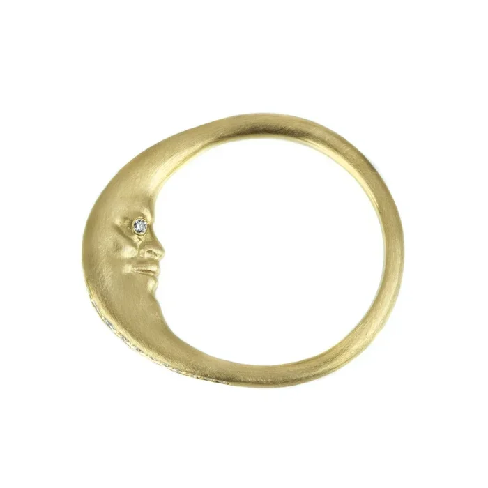 18k Crescent Moonface Ring