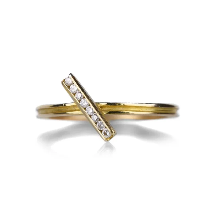 18k Diagonal Bar Ring