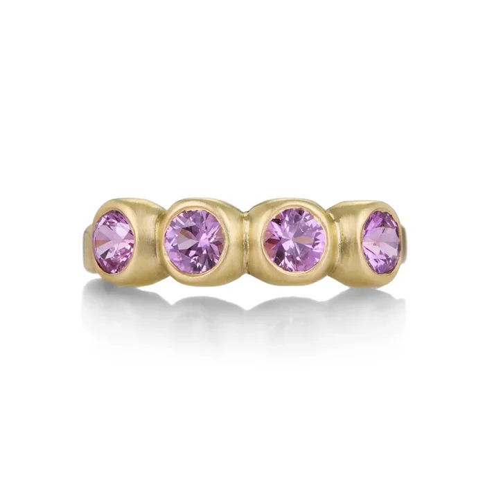 18k Faceted Pink Sapphire Porch Skimmer Band