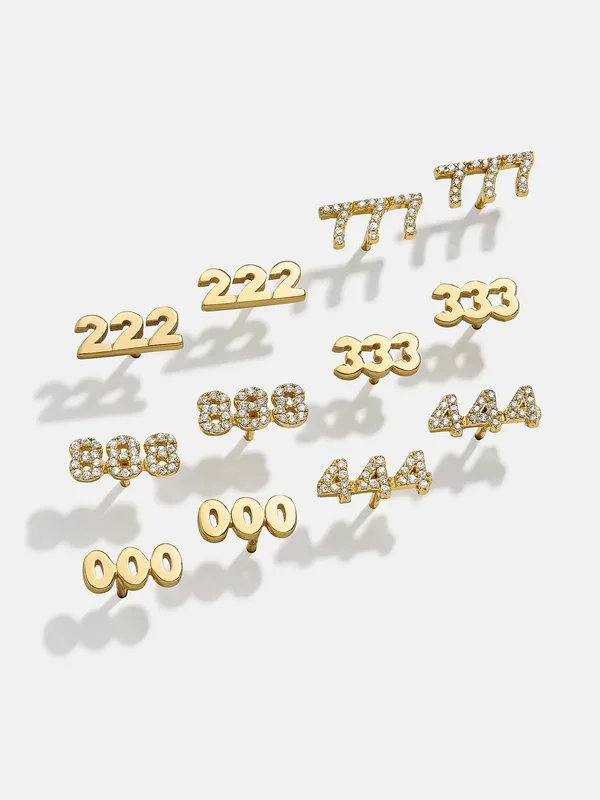 18K Gold Angel Number Earrings – Gold
