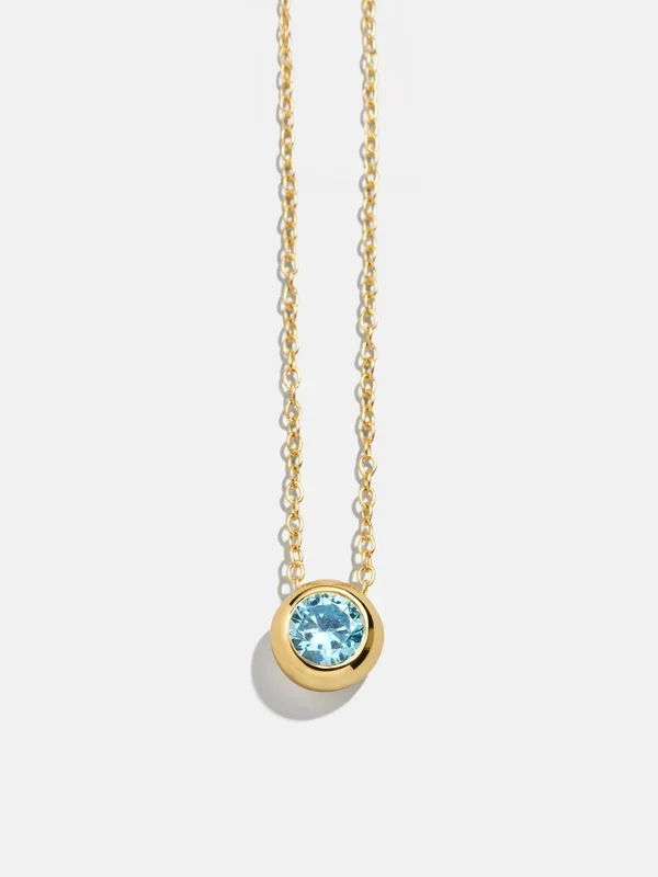 18K Gold Birthstone Pendant Necklace – Aquamarine