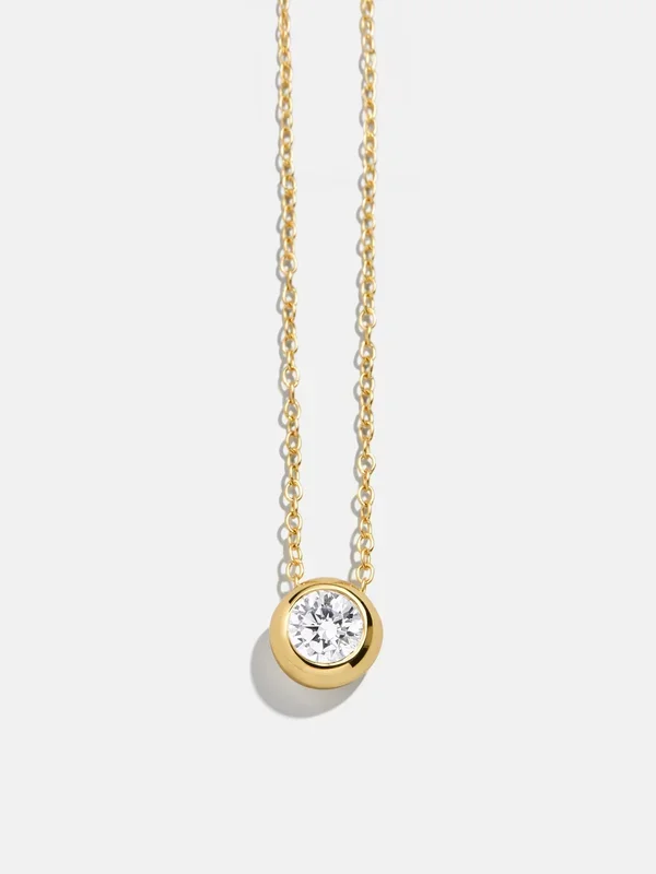 18K Gold Birthstone Pendant Necklace – Crystal