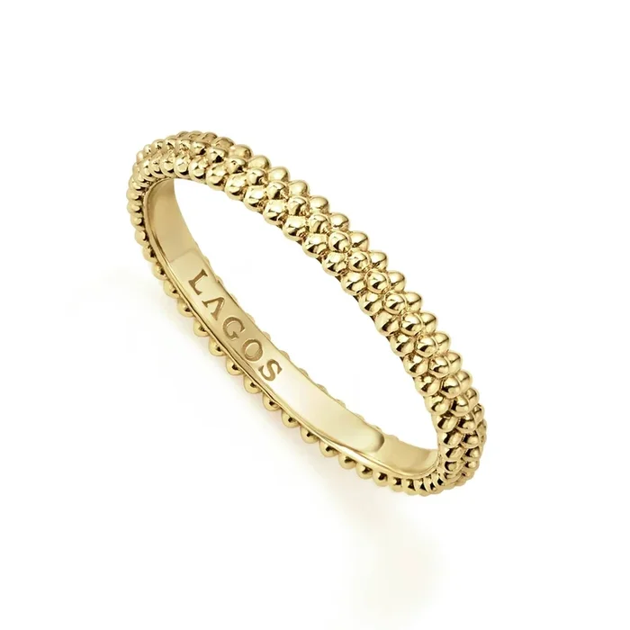 18K Gold Caviar Stacking Ring Size 7