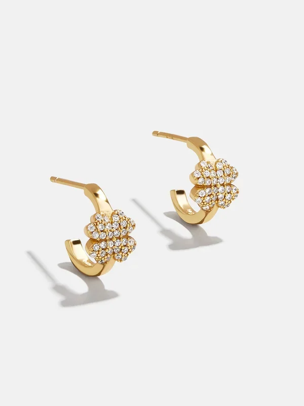 18K Gold Clover Delicate Hoop Earrings – Clover