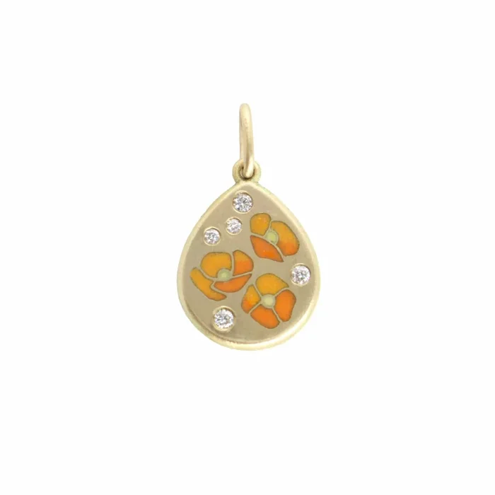 18k Gold Diamond Poppy Pendant
