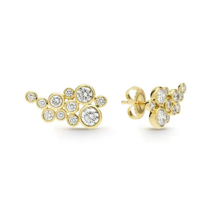 18K Gold Eleven Diamond Cluster Studs (Studio)