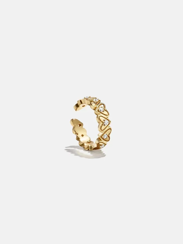 18K Gold Heart Ear Cuff – Heart