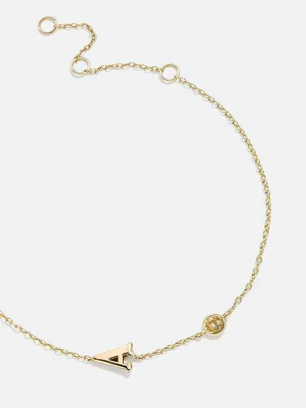 18K Gold Initial Birthstone Custom Bracelet – Topaz