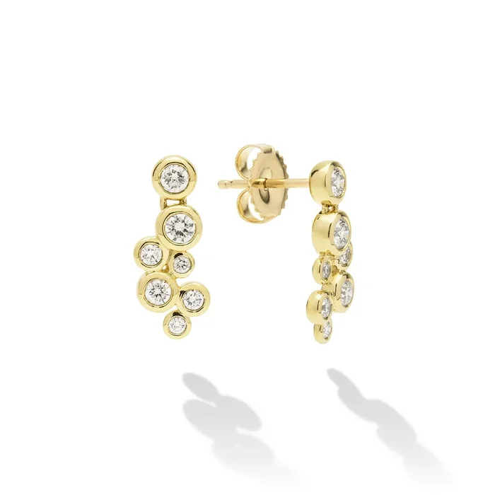18K Gold Seven Diamond Linear Stud Earrings (Studio)