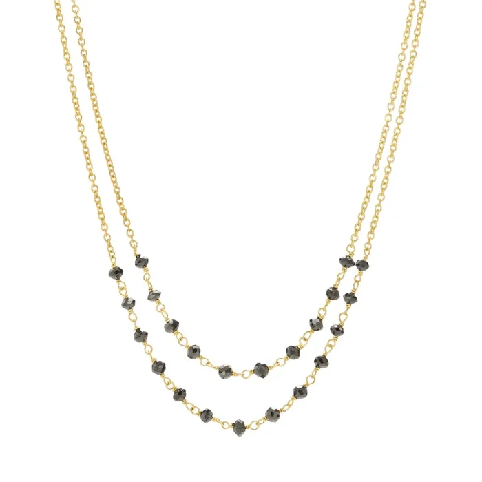 18k Jillian Black Diamond Double Strand Necklace