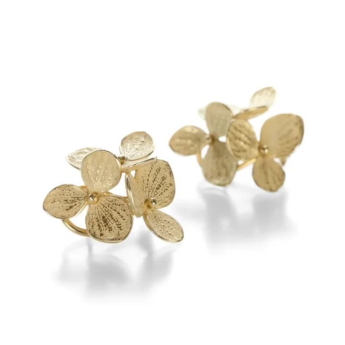 18k Large 3 Part Hydrangea Earrings