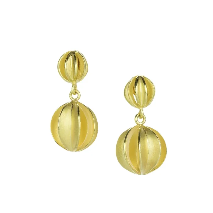 18k Leaf Ball Drop Earrings