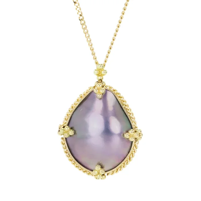 18k Mabe Pearl Pendant Necklace