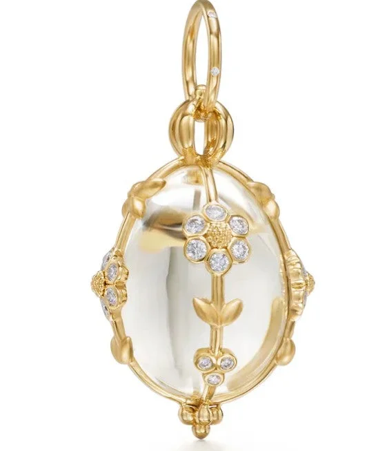 18K Medium Diamond Fiori Rock Crystal Amulet