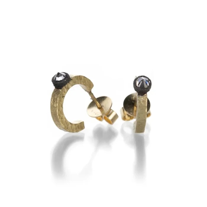 18k Mini Hoops with Inverted Diamonds