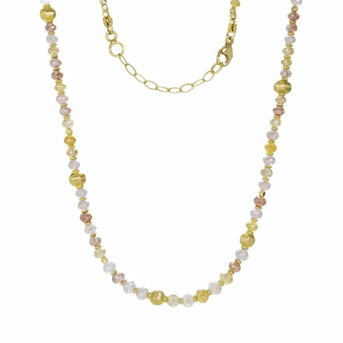 18k Natural Diamond Beaded Necklace