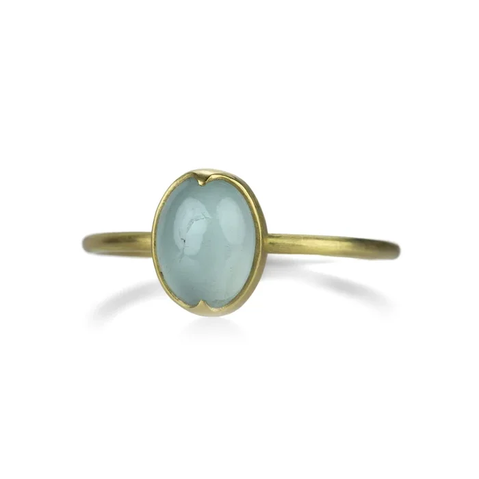 18k Oval Blue Aquamarine Ring
