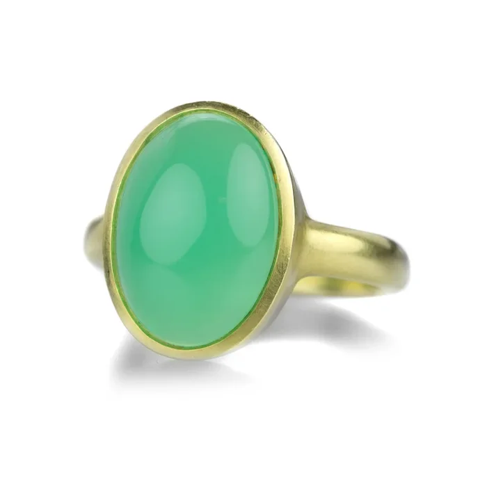 18k Oval Chrysoprase Ring