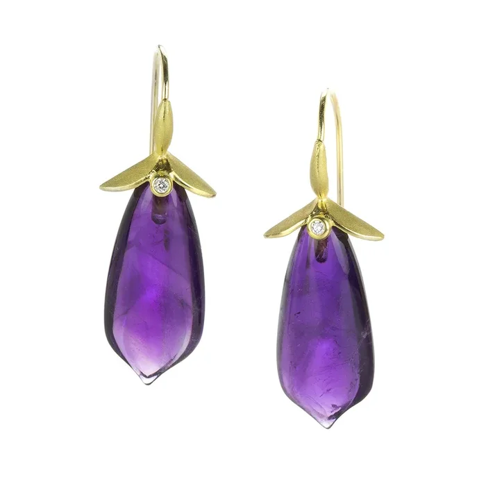 18k Pagoda Amethyst Earrings