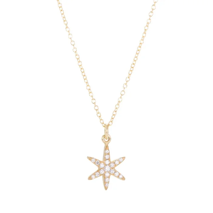 18k Pave Diamond Star Pendant Necklace