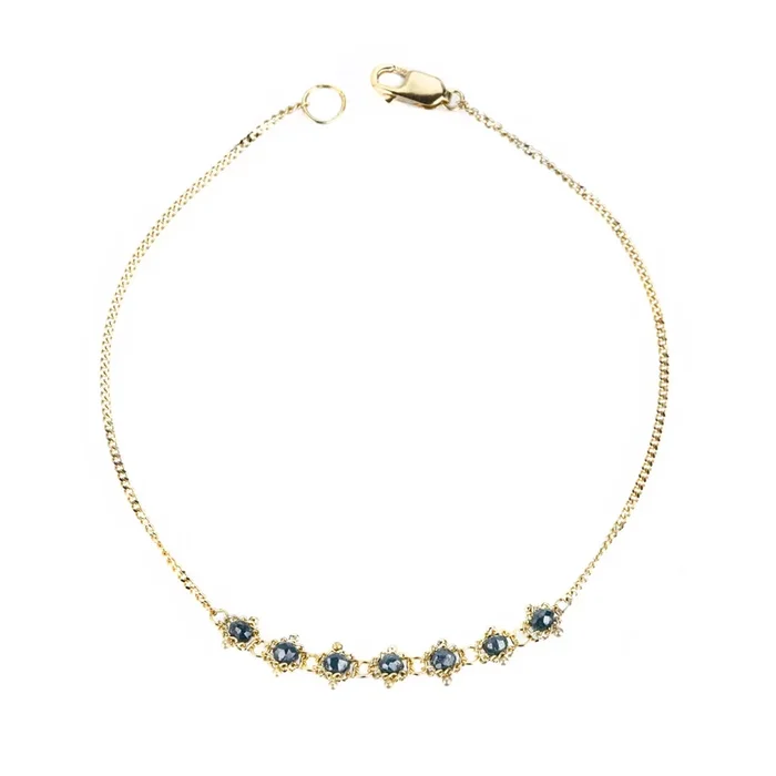 18K Petite Textile Bracelet with Blue Diamonds