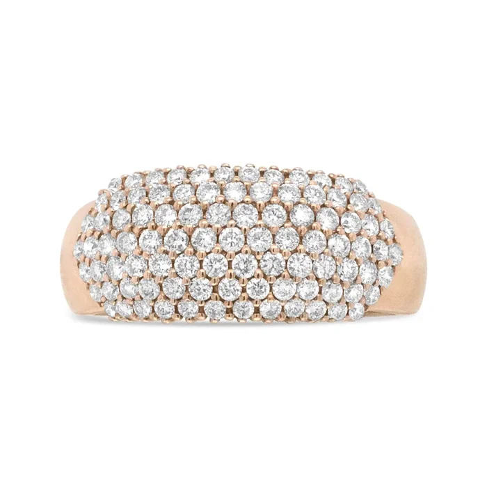 18K Rose Gold 1.00 Cttw Diamond Multi Row Dome Band Ring (F-G Color, VS1-VS2 Clarity)