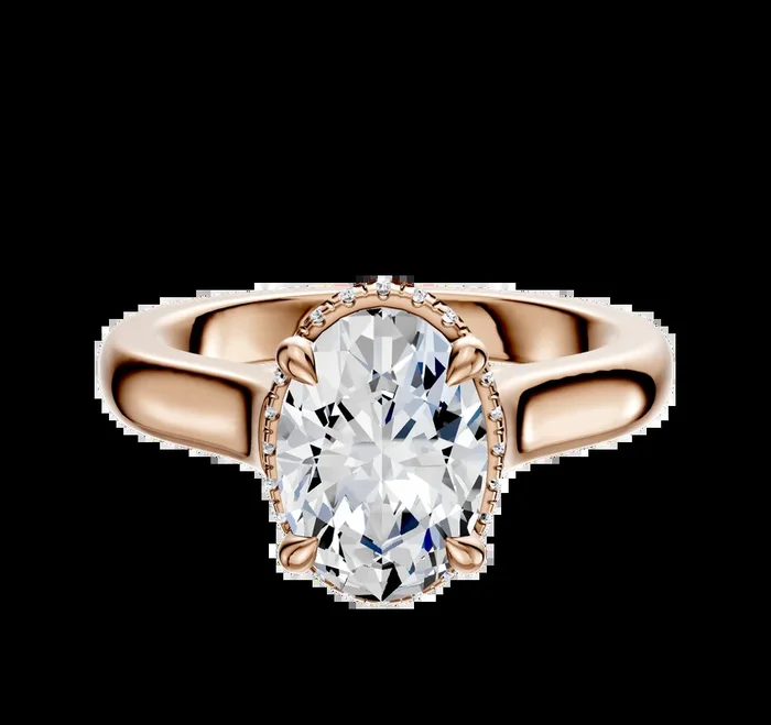 18K Rose Gold 4 Prong Collar Cathedral Dome 3.0mm Engagement Ring