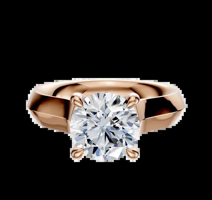 18K Rose Gold 4 Prong Hidden Halo Cathedral Knife Edge 4.0mm Engagement Ring