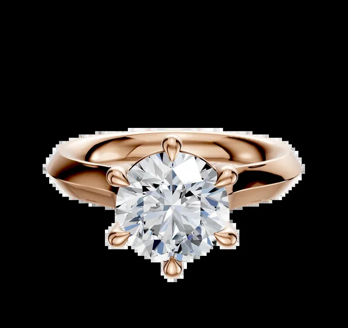 18K Rose Gold 6 Prong Basket Cathedral Knife Edge 3.0mm Engagement Ring